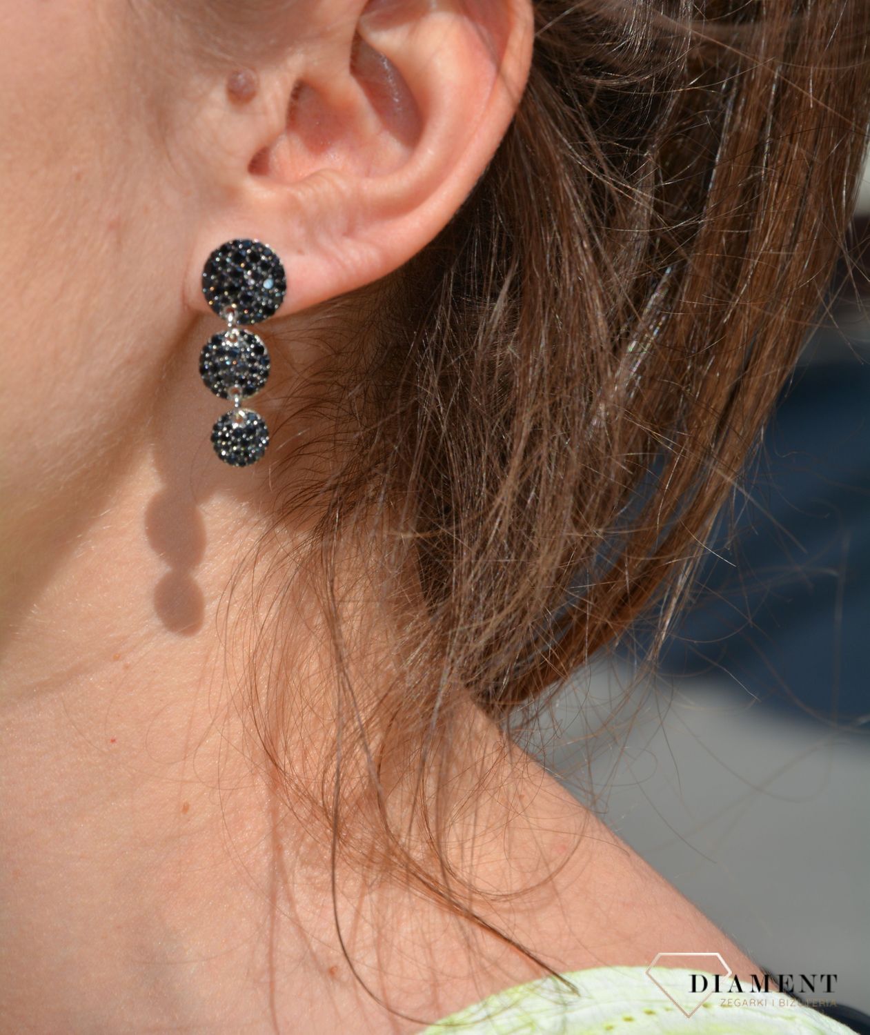 Kolczyki srebrne z czarną cyrkonią trzy kółeczka Dall'Acqua K BY 116 0125.jpg